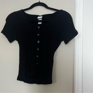 H&M Black Button-Down Women's Shirt